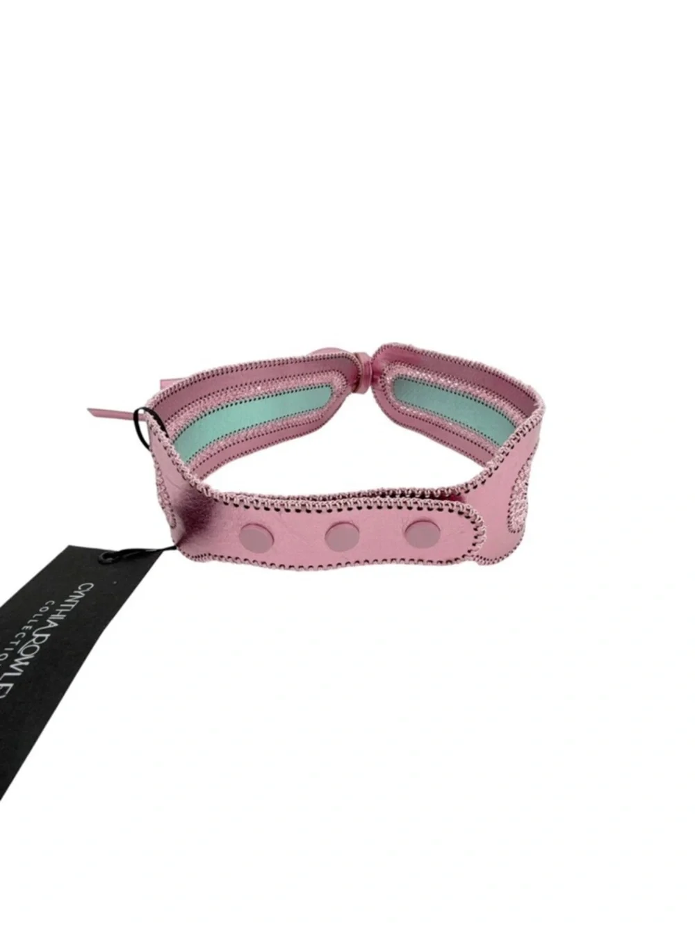 Cynthia Rowley Pink and Green Metallic Lace-Up Waist Belt - Picture 7 of 8
